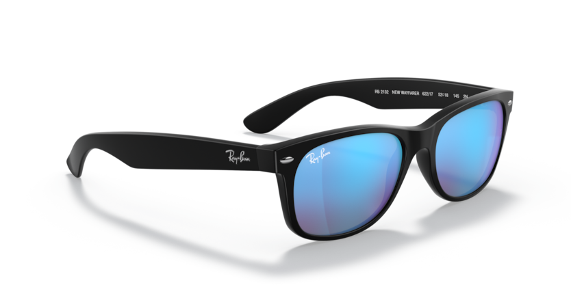Ray Ban New Wayfarer - Goma negra con micas azul espejo