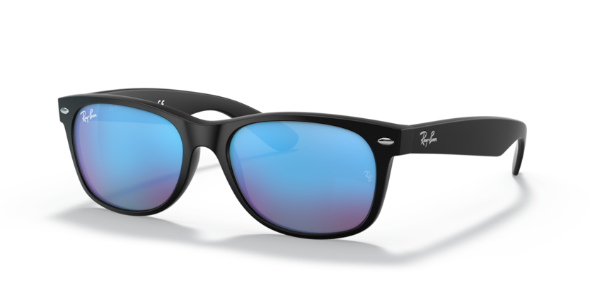 Ray Ban New Wayfarer - Goma negra con micas azul espejo