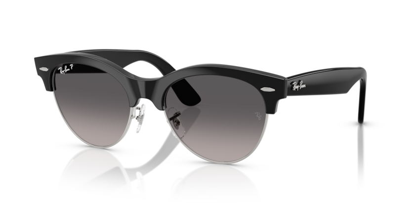 Ray Ban Clubmaster Way Polarizado - Negro sobre plateado con mica gris degradé polarizado