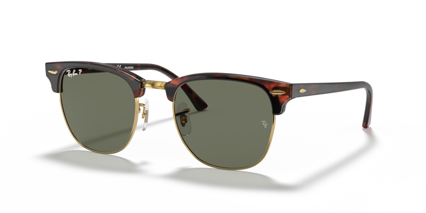 Ray Ban Clubmaster Classic Polarizado - Carey sobre dorado con mica verde g15 polarizado