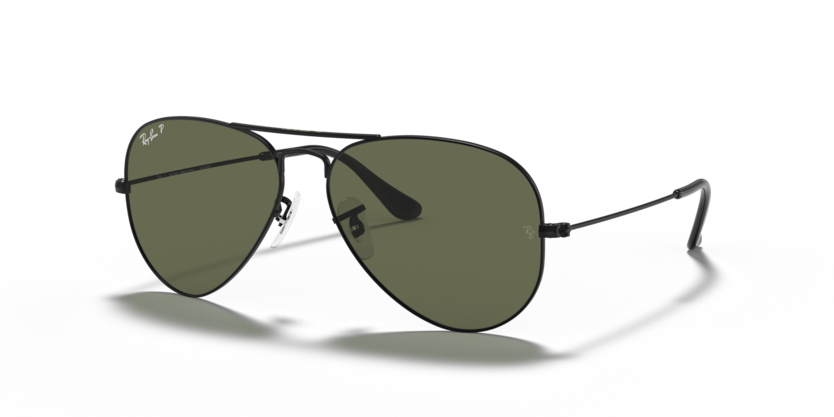 Ray Ban Aviator Polarizado - Negro con mica verde g15 polarizado