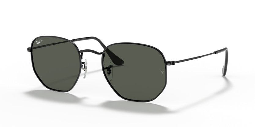 Ray Ban Hexagonal Polarizado - Negro con micas verde g15 polarizado
