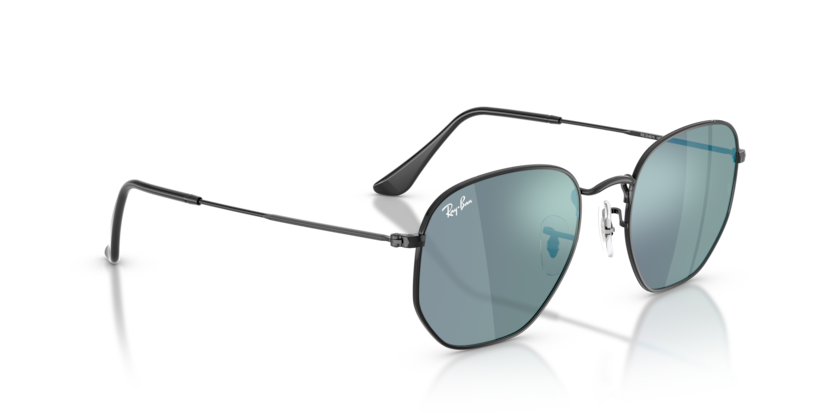 Ray Ban Hexagonal - Negro con micas azul espejeado
