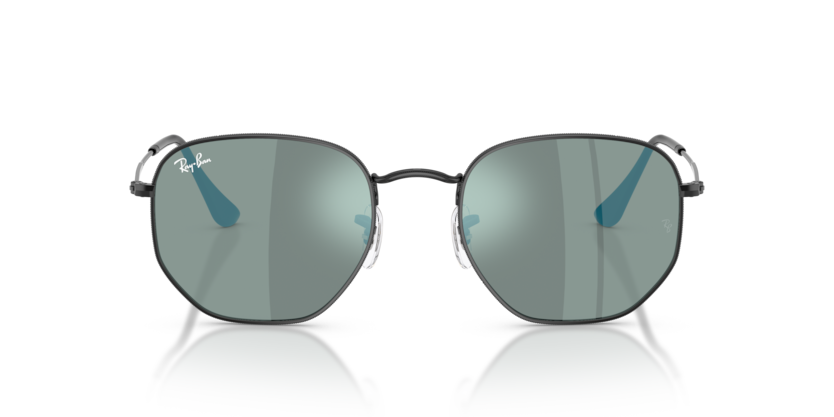 Ray Ban Hexagonal - Negro con micas azul espejeado