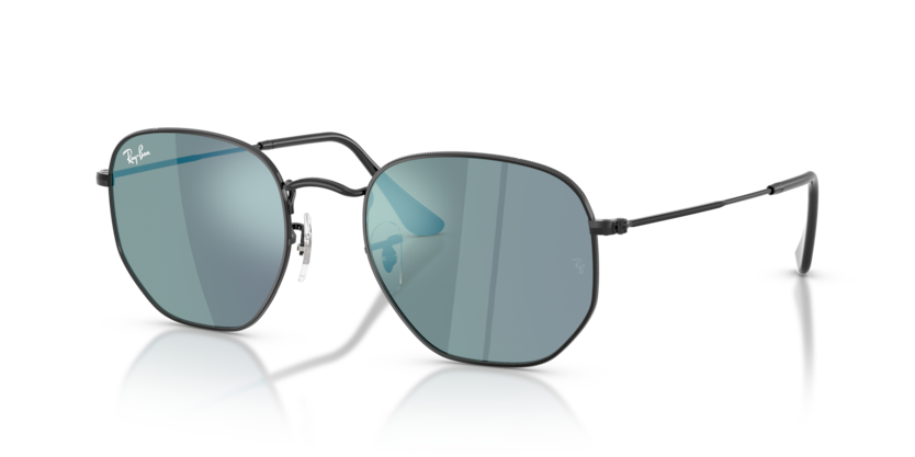 Ray Ban Hexagonal - Negro con micas azul espejeado