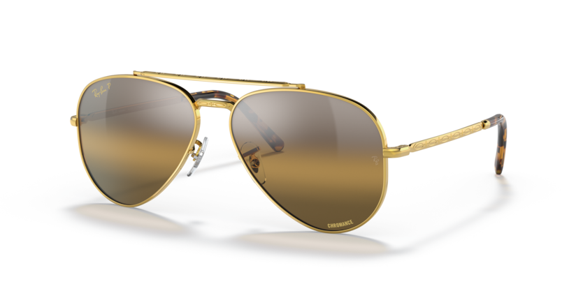 Ray Ban New Aviator Polarizado - Dorado con mica marron degradado polarizado