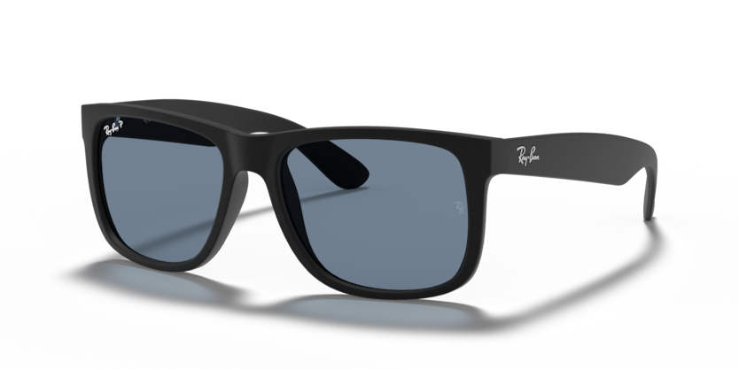 Ray Ban Justin Polarizado - Goma negra con mica azul polarizada