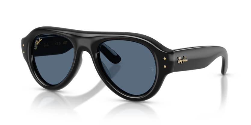 Ray Ban Aviator Puffer - Negro con mica azul oscuro