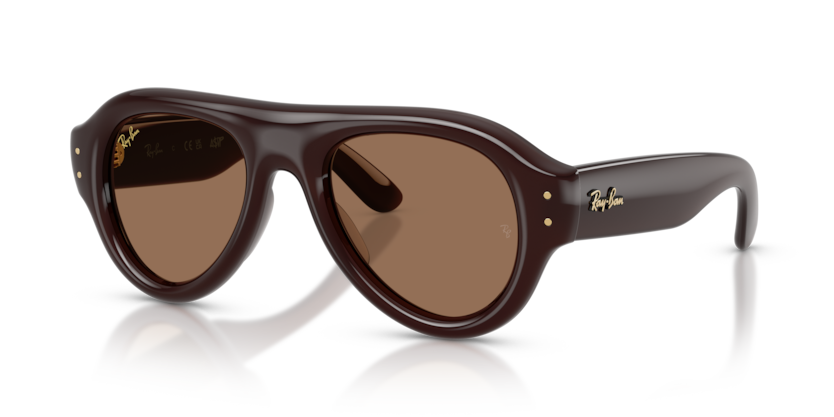 Ray Ban Aviator Puffer - Marrón oscuro traslúcido con mica marrón
