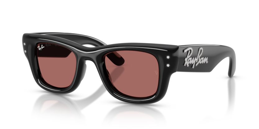 Ray Ban Wayfarer Puffer Cristal Edition - Negro con mica violeta oscuro y varilla con cristales