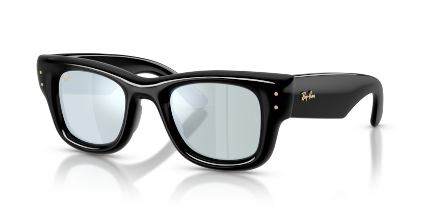 Ray Ban Wayfarer Puffer - Negro con micas plateadas espejo