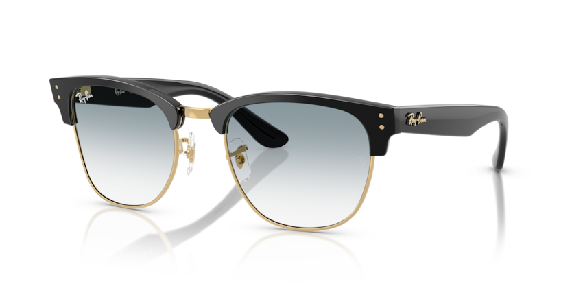 Ray Ban Clubmaster Reverse - Negro sobre dorado con mica azul degradé a transparente