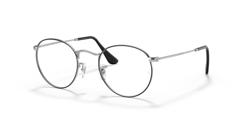 Ray Ban Round Metal - Negro sobre plateado